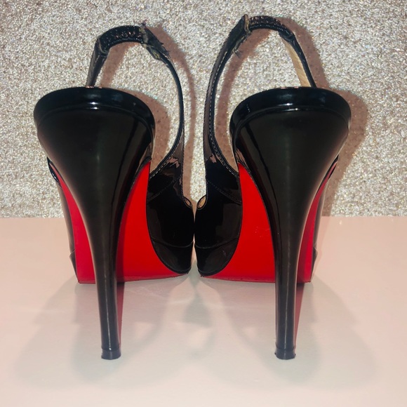 🔴sold🔴Christian Loubount black Patent peep toe - Picture 4 of 8
